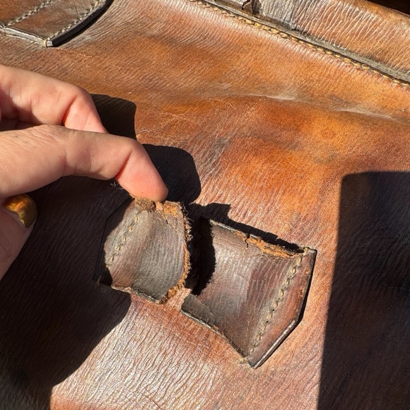 Antique vintage Thomas Fortune brown leather gladstone bag - Picture 9 of 15